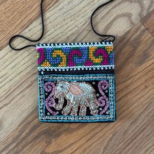Colorful Embroidered Elephant Bag from Thailand